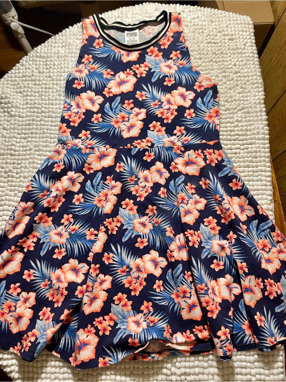 PINK Victoria's Secret Navy Floral Mini Dress with Coral & Light Blue Flowers